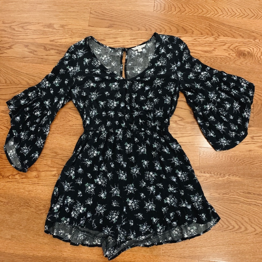 Black Floral American Eagle Romper